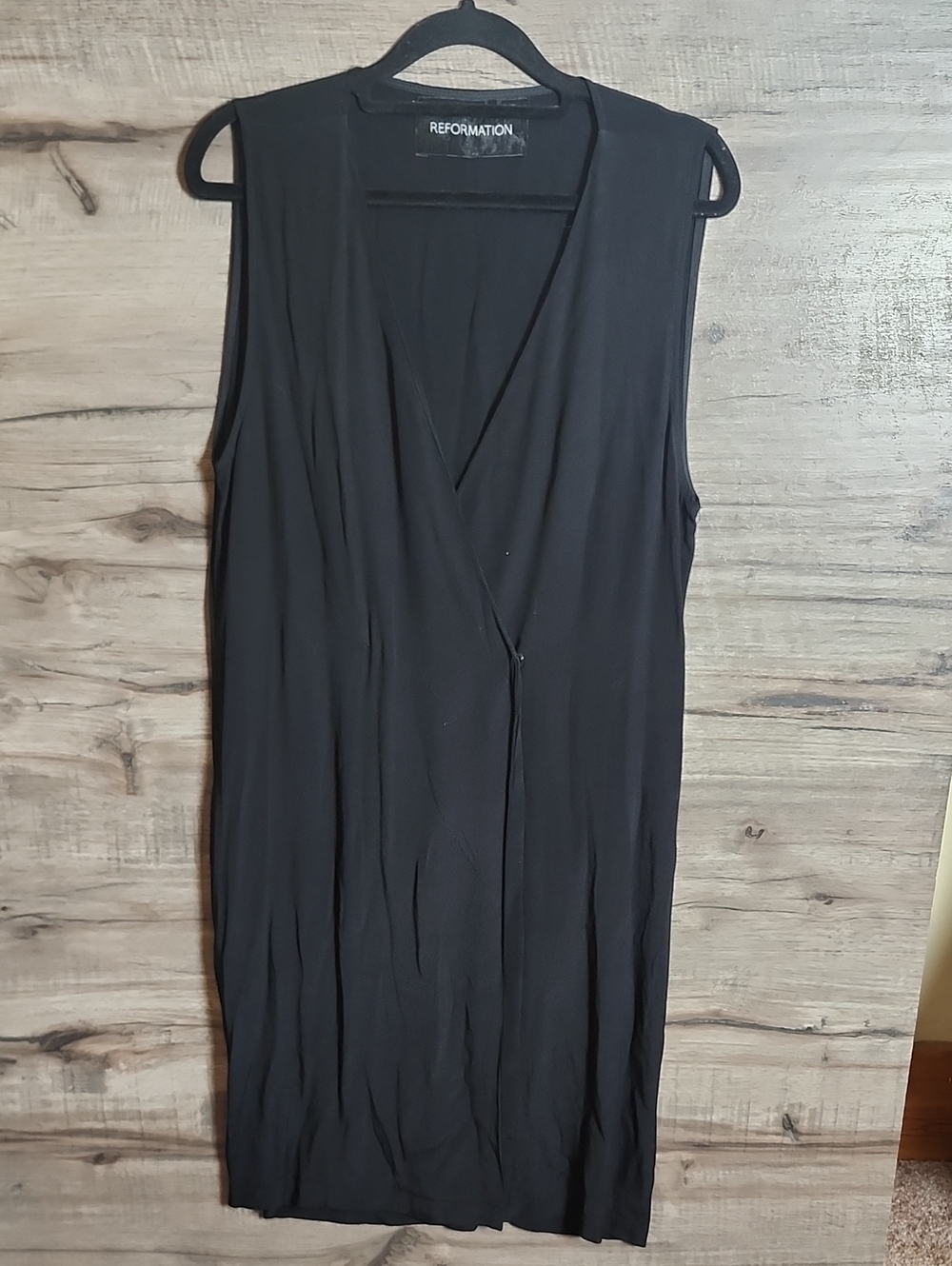 Reformation Sleeveless Wrap Dress In Black